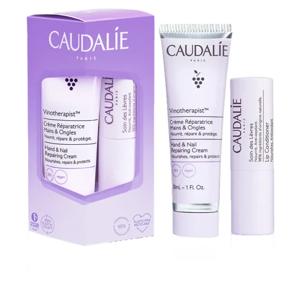 Caudalie Vinotherapist Crema Reparadora de Manos y Uñas 30 ml + Cuidado de los Labios 4 gr