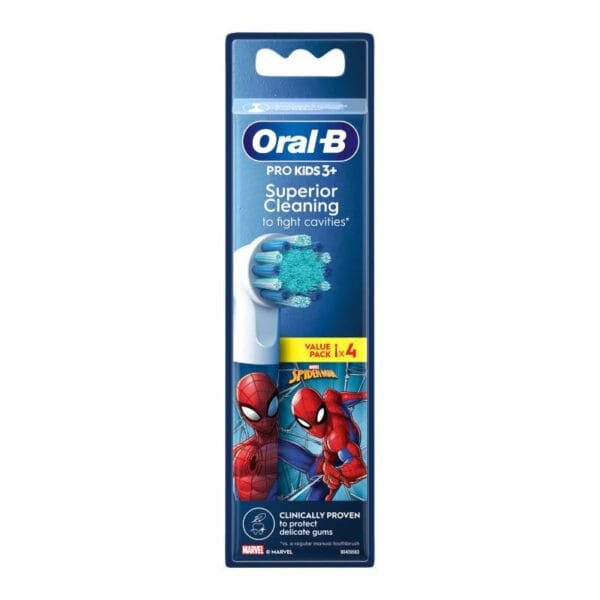 Oral-B Pro Kids 3+ Spiderman Recargas Escova Elétrica x4